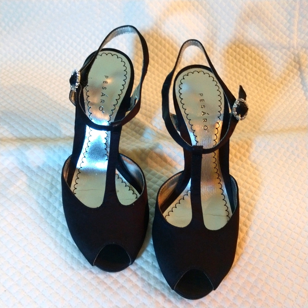 Matte Satin Peep Toe Heeled Sandal